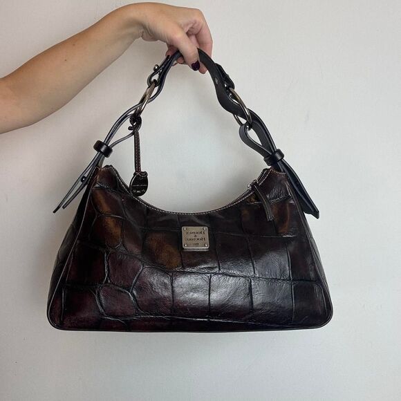 Dooney & Bourke Brown Crocodile Leather Hobo Shouder Bag - Picture 2 of 8